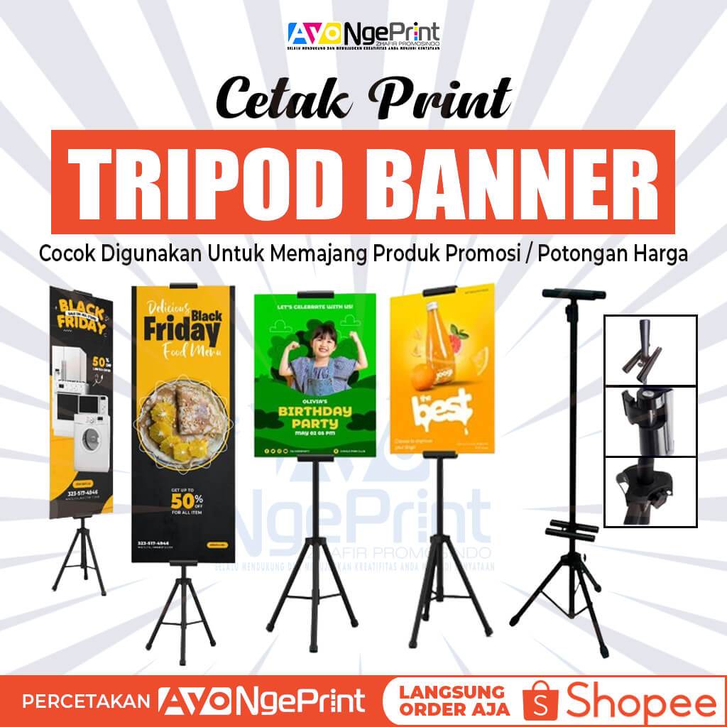 Print Cetak Tripod Banner 60x80 cm | Plus Printing + Tripod Standing Banner