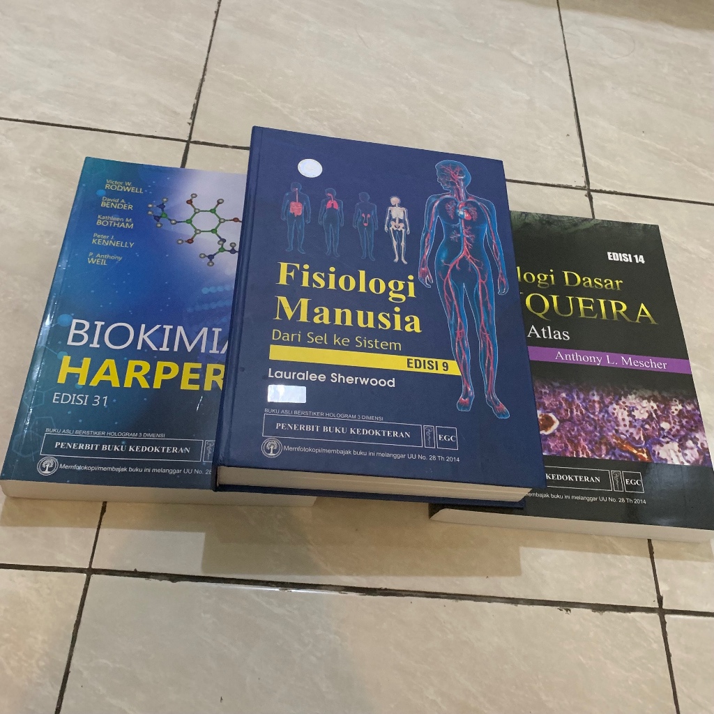 [PRELOVED] Bundling biokimia harper, fisiologi sherwood, histologi junqueira | buku kedokteran