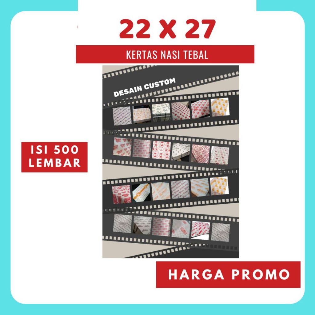 Bungkus Nasi Desain Custom 22x27 Printing Desain Bebas Kertas Foodgrade laminasi Putih