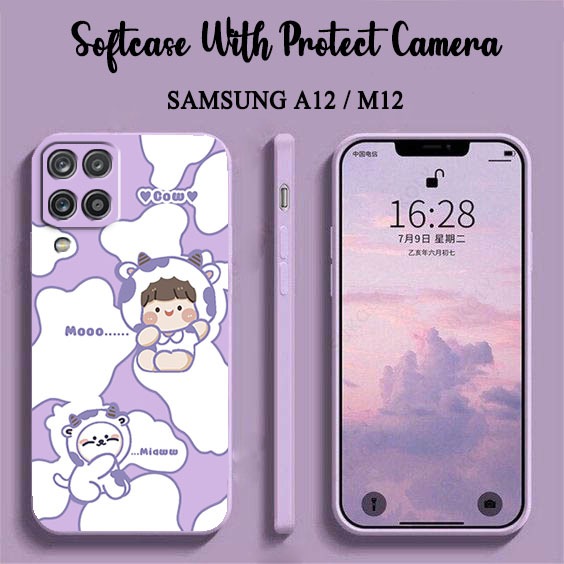 Softcase Macaron Motif Sapi [UV10] For Samsung A12 M12 - Case HP  Samsung A12 - Casing HP  Samsung M