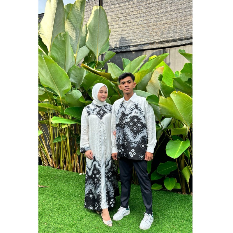 Couple Gamis Buka pintu Jumputan | Gamis kondangan simple