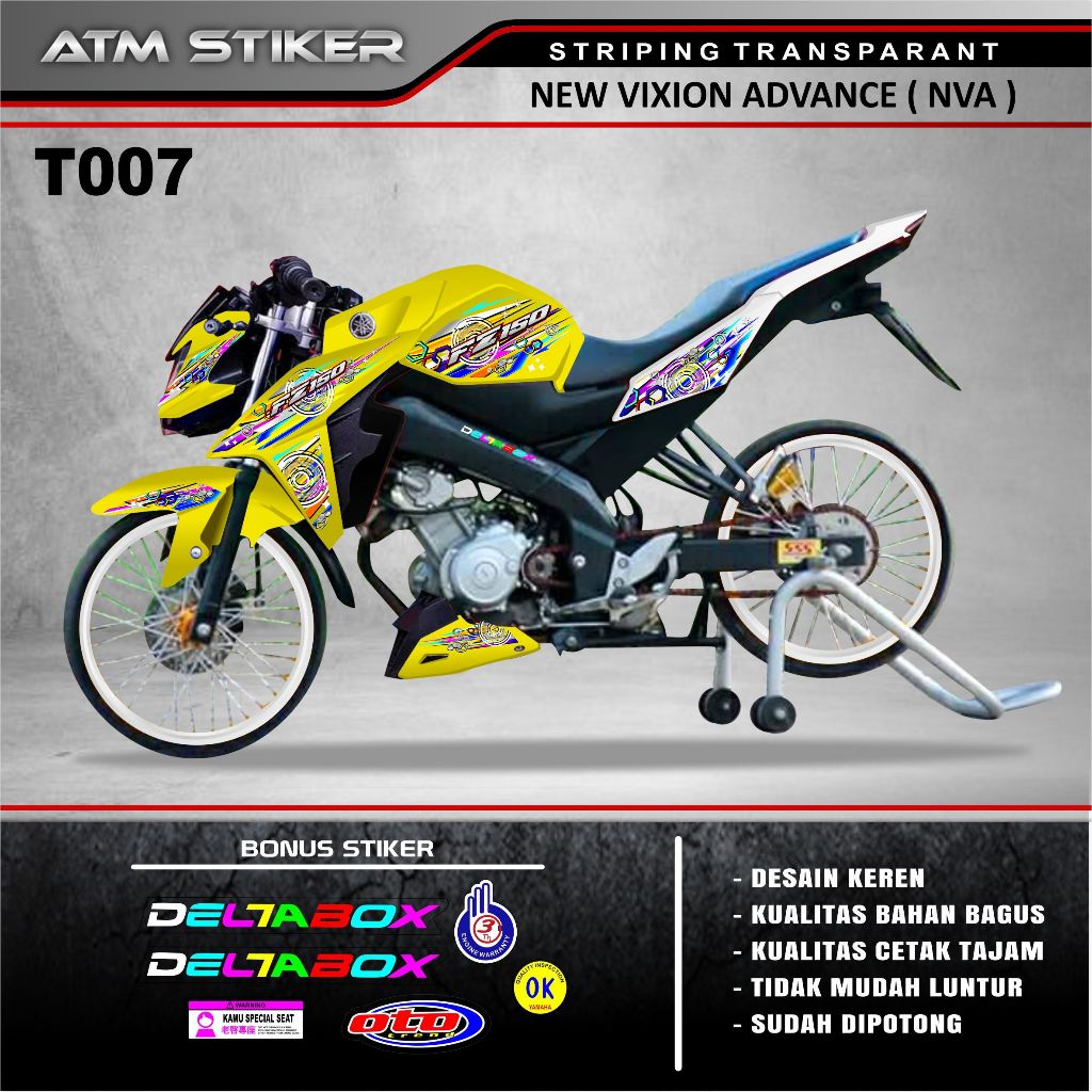 Stiker striping variasi transparant hologram yamaha new vixion advance (NVA)