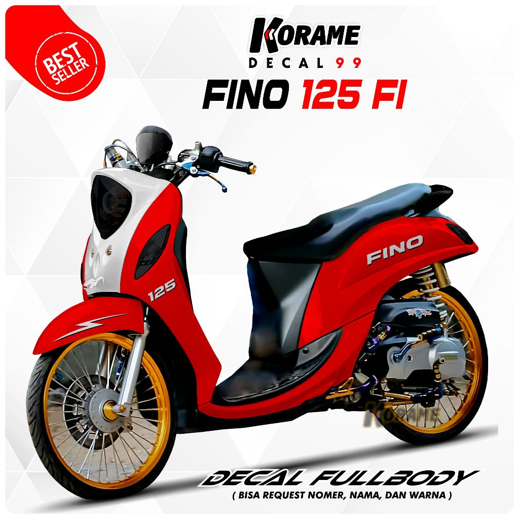 Decal Sticker FINO 125 FI Fullbody - Motif Simple Versi Merah Putih