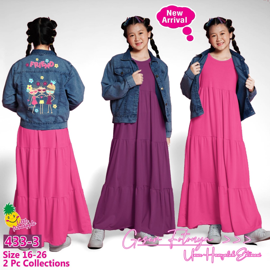 LITTLE PINEAPPLE - Gamis Terbaru Umur 10-15 Tahun / Gamis Anak Perempuan / Gamis Anak-Anak Perempuan