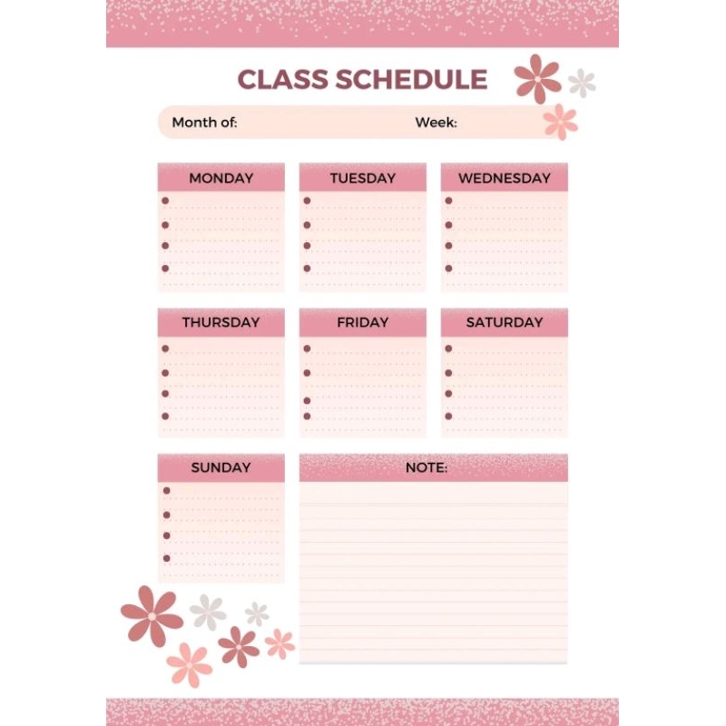 stiker jadwal mata pelajaran / jadwal piket kelas