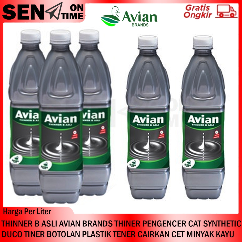Avian Brands Thinner B Asli 1 Liter Botol Pengencer Cat Nc Lacquer Acrylic Melamine Minyak Synthetic