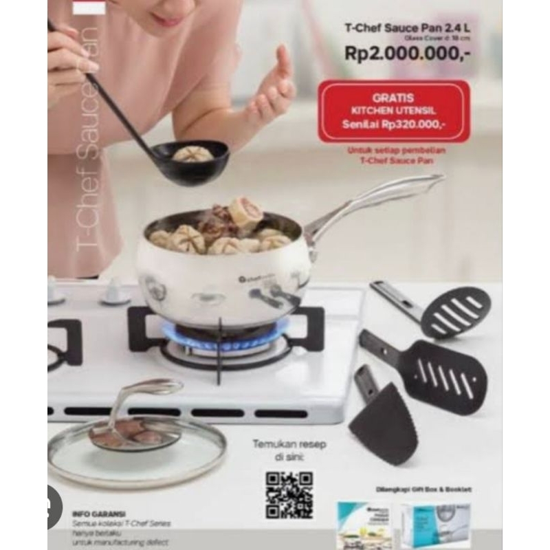 Tchef Sauce Pan 2,4L murah free utensil set