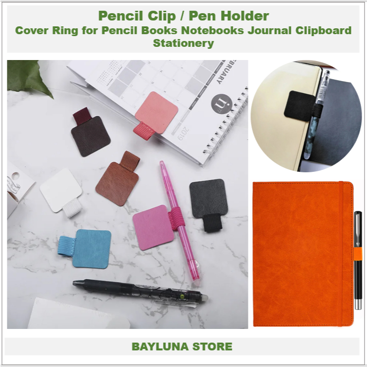 

Bayluna Pen Holder Pen Clip Bahan Leather Cover Ring Pelindung Pencil / Pen for Pencil Books Notebooks Journal Clipboard Stationery