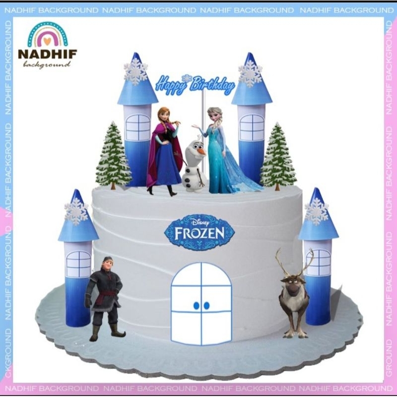 topper kue karakter frozen/hiasan kue ulang tahun/topper cake/hiasan kue ISTANA FROZEN STYROFOAM