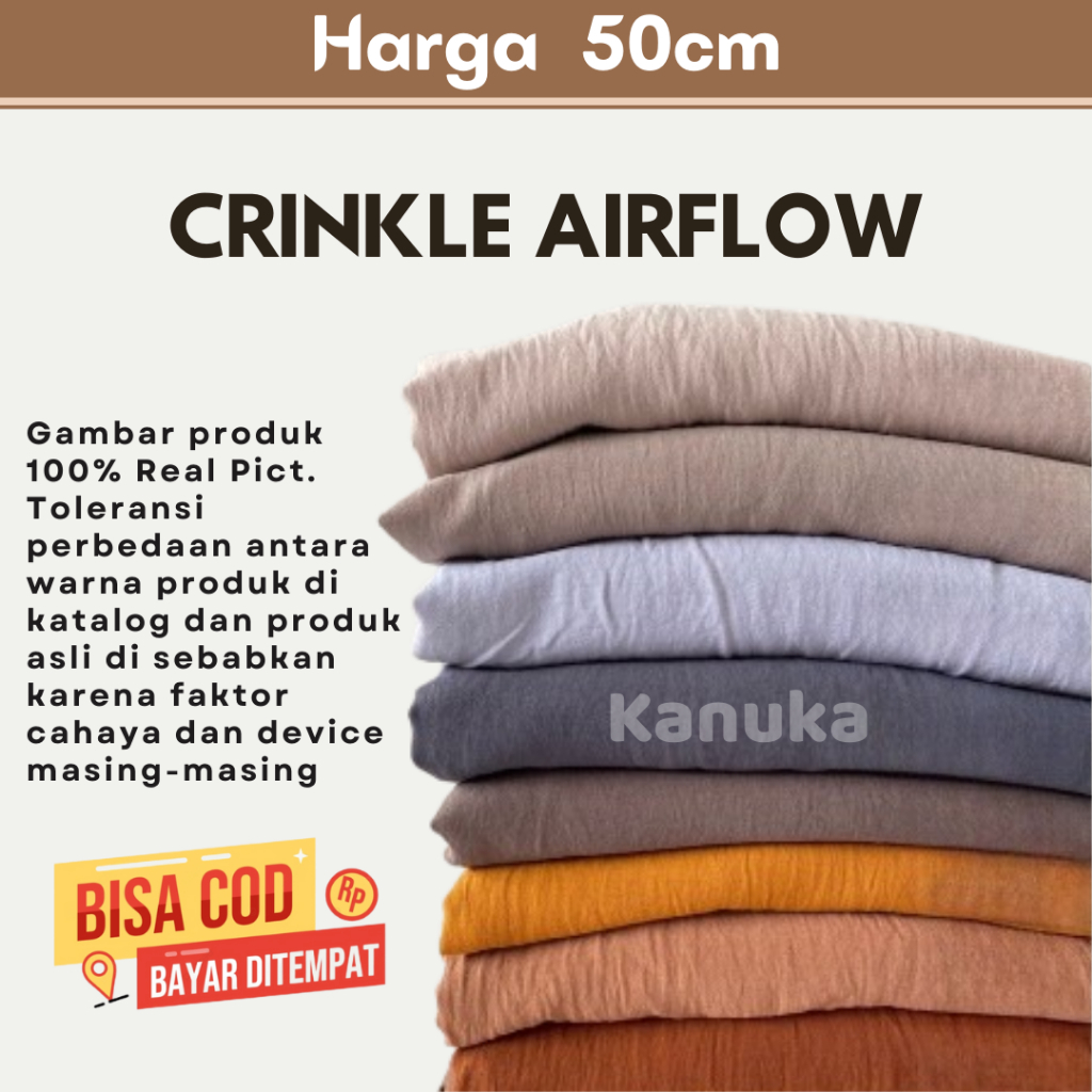 Kain CEY Airflow Crinkle Harga 50cm Import Bahan CEY Crinkle Stretch Premium Bahan Mukena Gamis Jilb