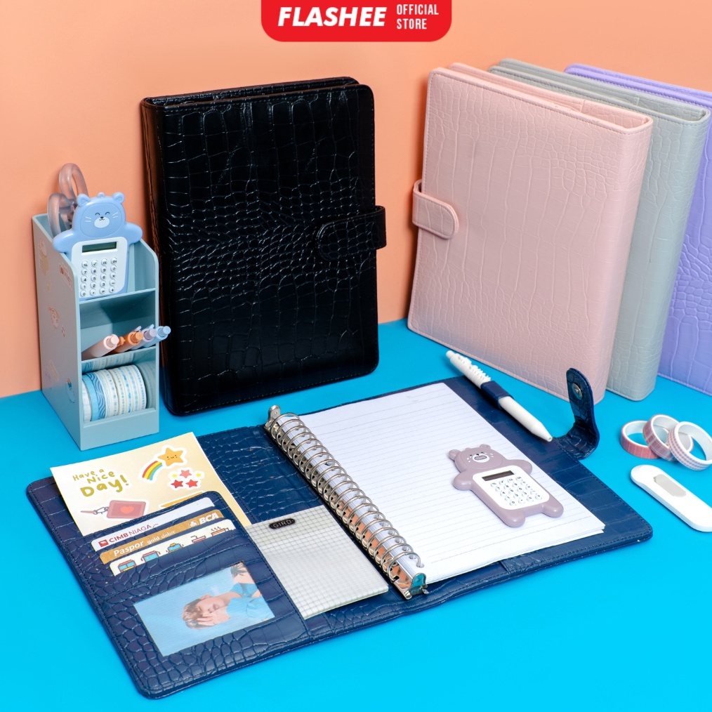 

KODE B6V8 Flashee Binder Polos Eksklusif A5 2 Ring Croco Agenda Phoebe Binder A5 Croco Flashee 2 Ring Binder Organizer Termurah