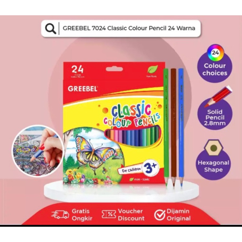 

KODE N6B9 Pensil warna greebel 24 warna