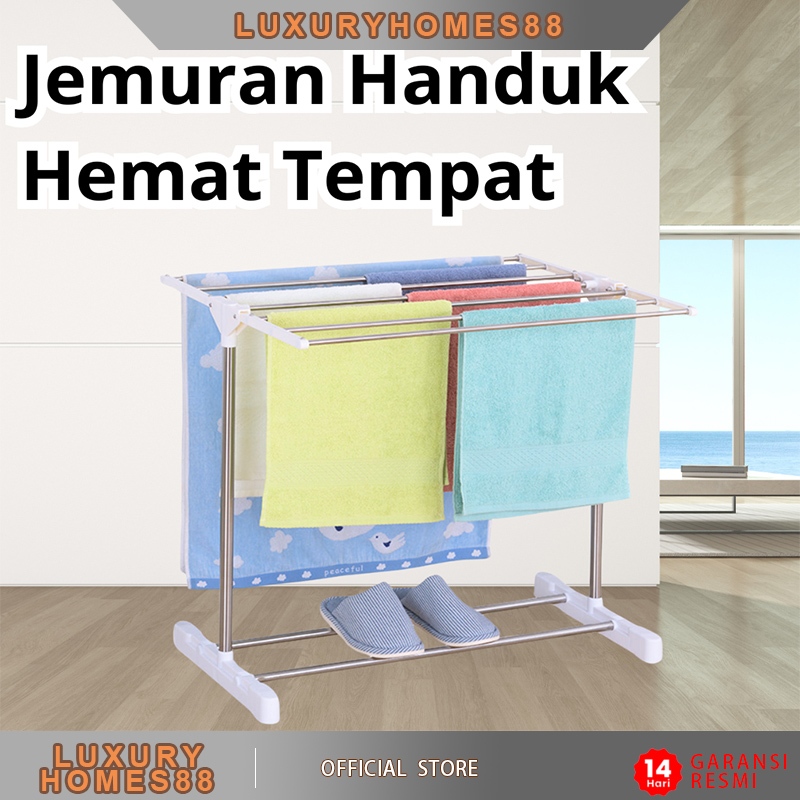 Rak Jemuran Handuk Jemuran Minimalis Baju Celana Jemuran Lipat Portable Hanger Susun Multi Tempat