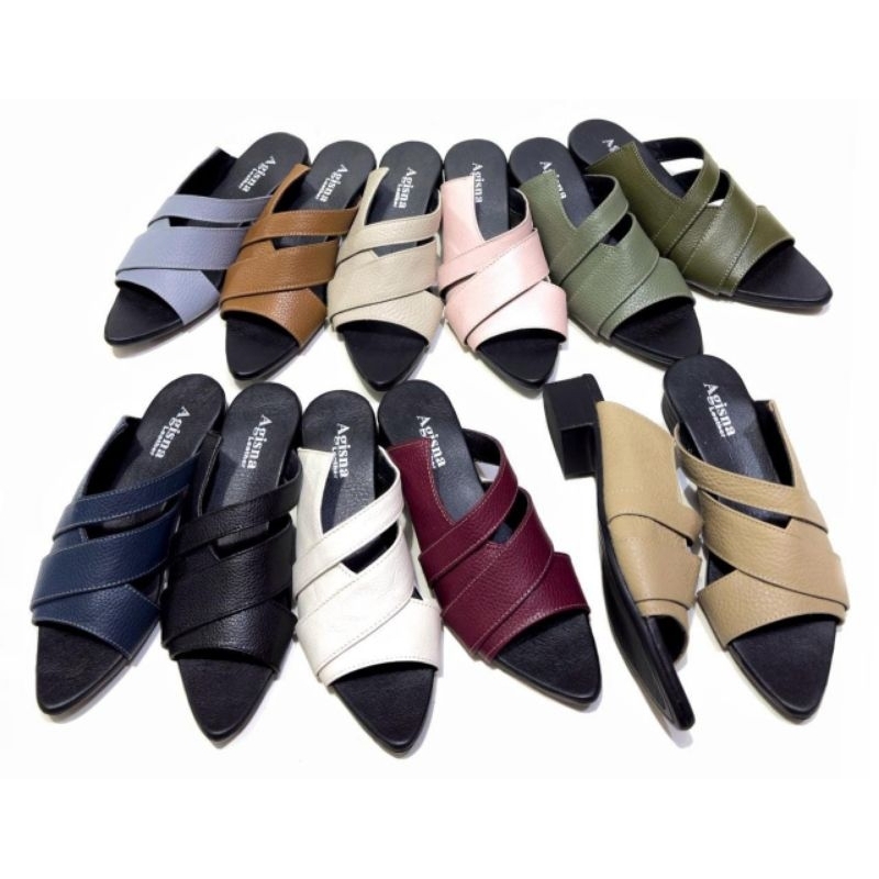 wedges semi tutong wanita kulit sapi asli papirut garut