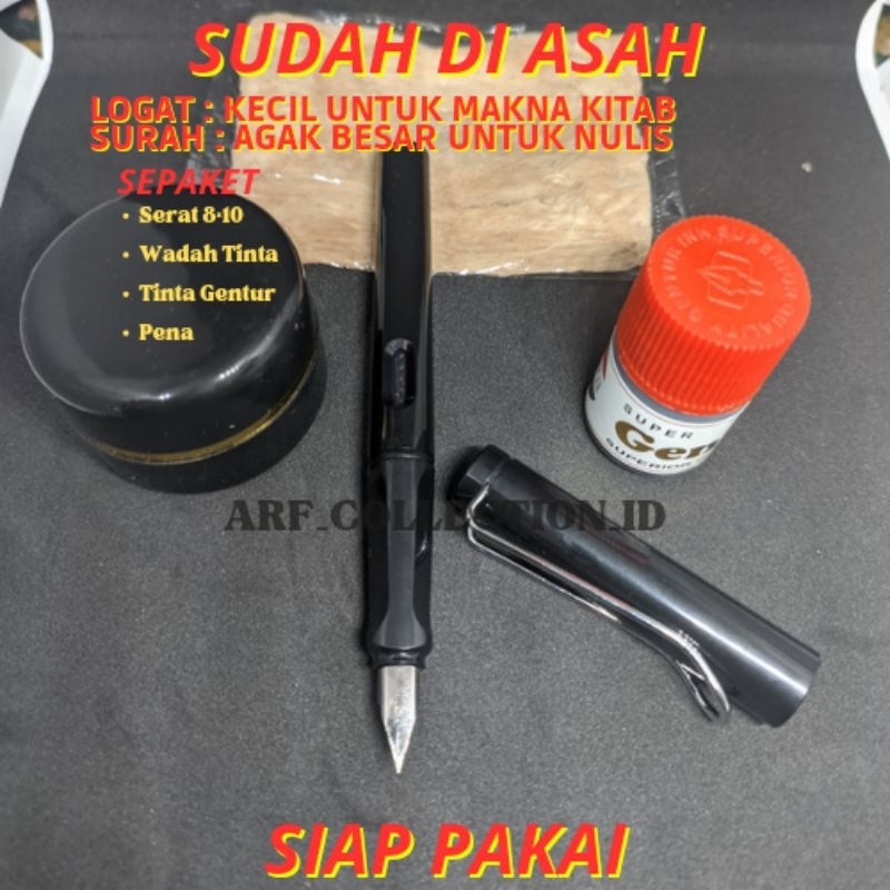 

[ 1 PAKET SIAP PAKAI ]Kaligrafi Fountain Pena Logat Dan Surah Sudah Di Asah | Kalam Kitab Siap Pakai | Pulpen Metal Nib