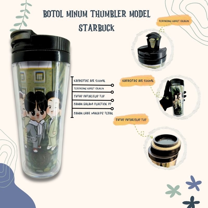 Botol thumbler/Botol minum Thumbler Silikon Custom murah model STARBUCK
