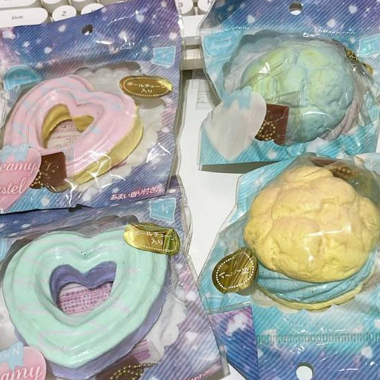 [READY STOCK] Cafe De N Squishy dreamy pastel french cruller donut, cream puff , churro, cupcake, ch