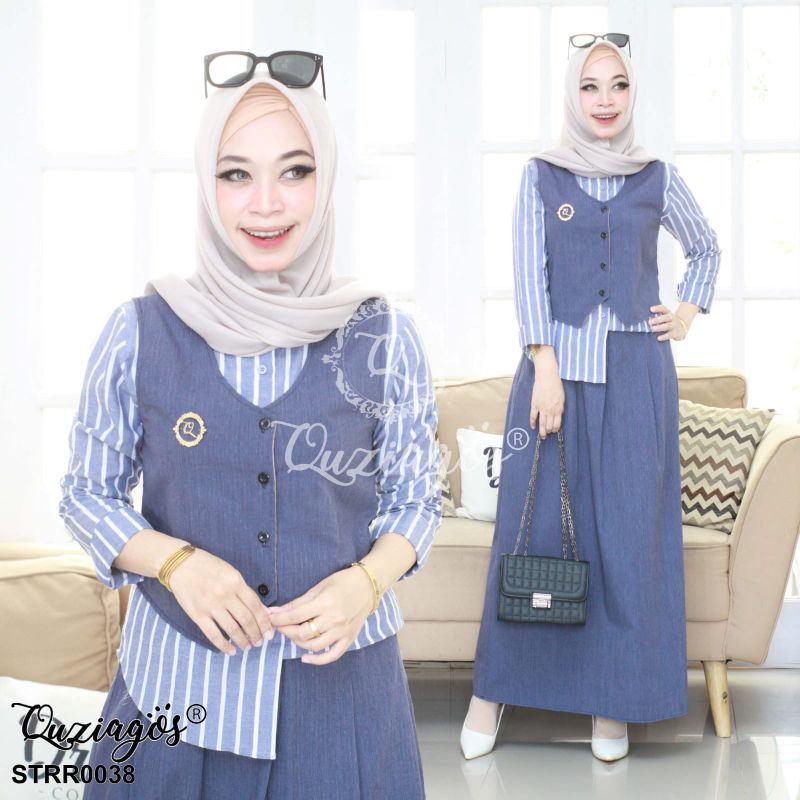 QUZIAGOS SET 3 IN 1/KATUN TRISET DENIM PREMIUM