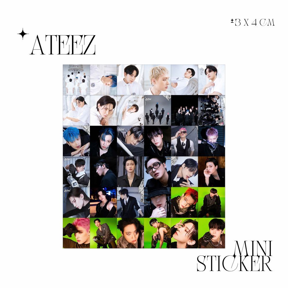 

MINI STIKER ATEEZ BOUNCY (ISI : 36 PCS) STICKER CHROMO TRANSPARAN HOLOGRAM JPOP ANIME JAPAN JEPANG PREMIUM MURAH UNOFFICIAL HONGJOONG SEONGHWA YUNHO YEOSANG SAN MINGI WOOYOUNG JONGHO READY STOCK !