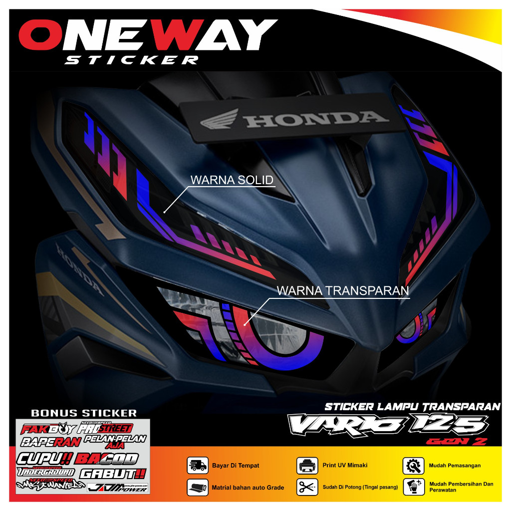 Stiker Lampu VARIO 125 GEN 2 Variasi Lampu Alis Motor Honda Vario 125 new motif viral