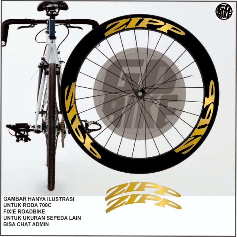 stiker velg sepeda sticker rims sepeda ZIPP gold