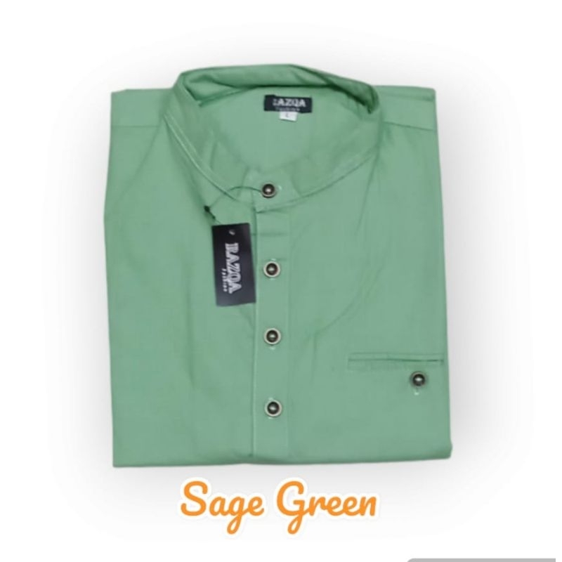 Baju Kemeja kurta Lebaran hijau Sage / COD Kemeja koko Modern 2024 / Kemko Remaja Sage green bahan K
