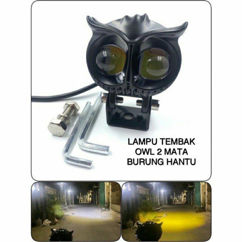 LAMPU TEMBAK LED OWL 2 WARNA PUTIH KUNING JAUH DEKAT SUPER TERANG