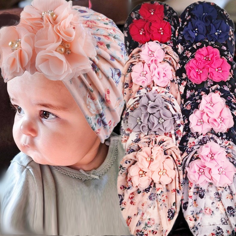 Bandana anak bayi perempuan lucu lembut urban Sorban Bayi Motif Bunga / Ciput Baby NewBorn / Topi An