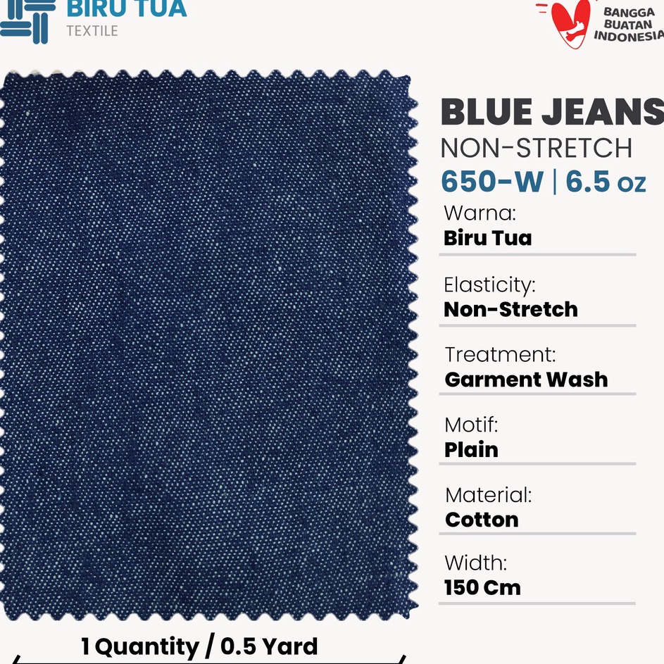 Beli Dong Bahan Blue Jeans 65W Washed  65 Oz  Kain Denim  Denim Biru