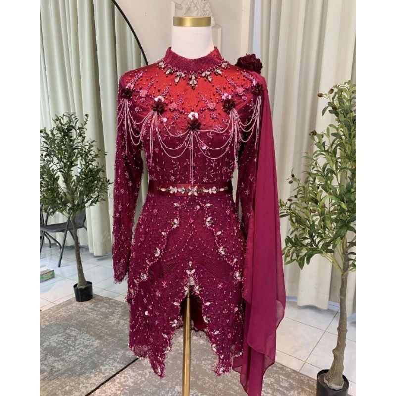 kebaya Maron payet juntai  kebaya chantily payet kebaya wisuda dan tunangan