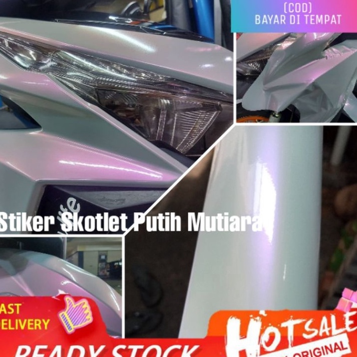 Stiker Putih Mutiara Skotlet Putih Lembayung L5cm Skotlet Bunglon Scotlet Putih Glossy