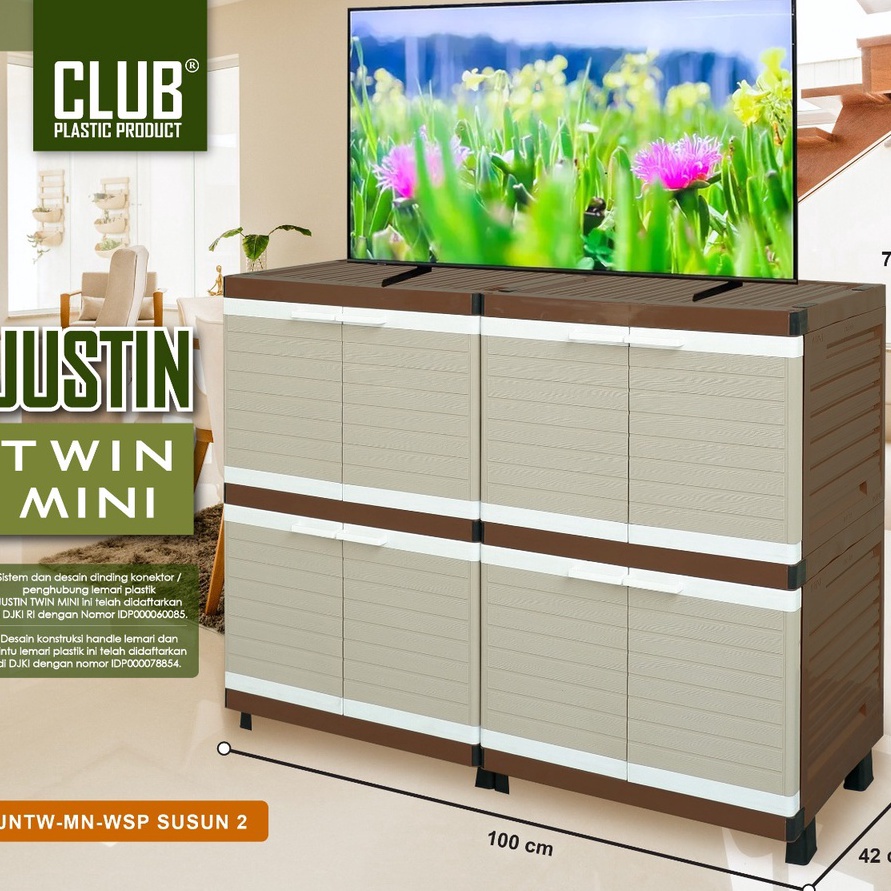 TEBUS MURAH LEMARI PLASTIK JUSTIN TWIN MINI CLUB  MEJA TV  RAK TV PLASTIK  MEJA SERBAGUNA