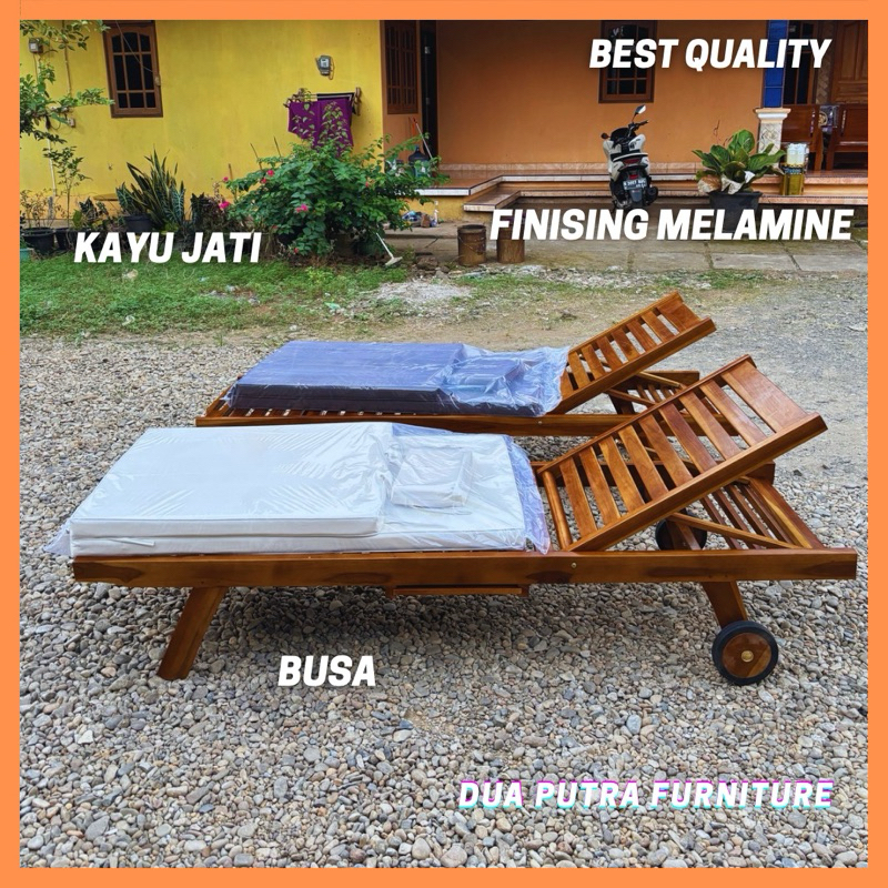 set kursi lounger, sunbed pool lounger longchair kolam renang dan taman