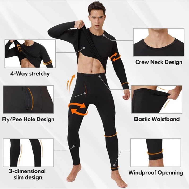 Longjohn Pria Dewasa Atau Baju Musim Dingin Nyaman One Set Baju Dan Celana