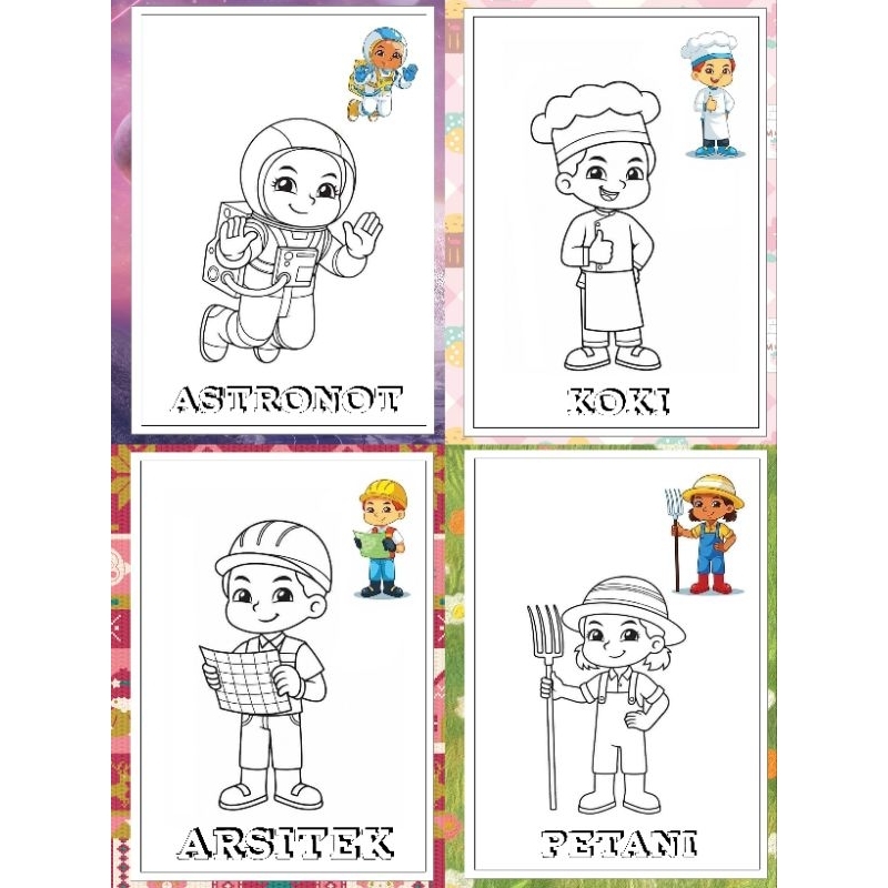 

KERTAS MEWARNAI ANAK TEMA HEWAN LOMBA PAUD,TK / KERTAS GAMBAR ANAK / COLORING / TRACONG / MEWARNAI MENGIKUTI POLA PROFESI A4