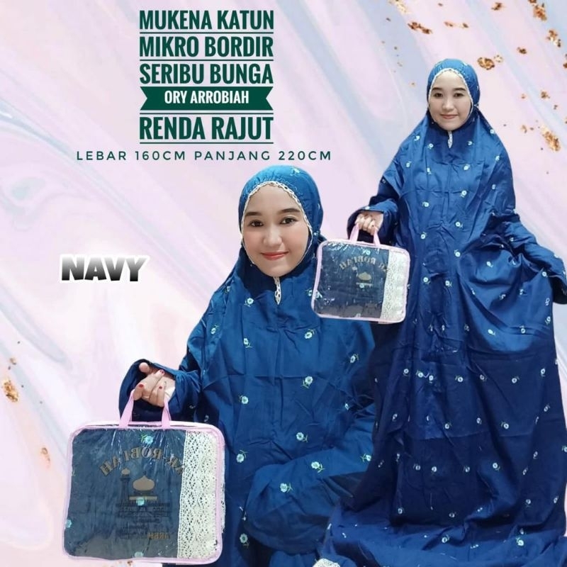 mukena katun mikro bordir seribu bunga terusan