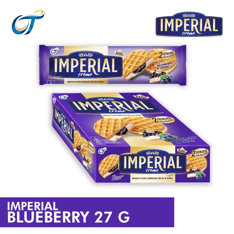 

Imperial Creme Biscuit Susu Selai & krim 1Box isi 12pcs-Blueberry