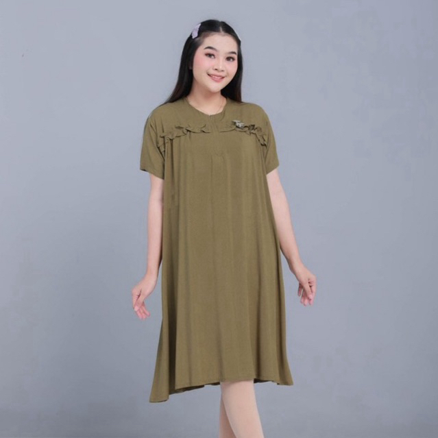 Zanela Dress Daster Kekinian baju wanita santai terbaru busui kancing Crinkle