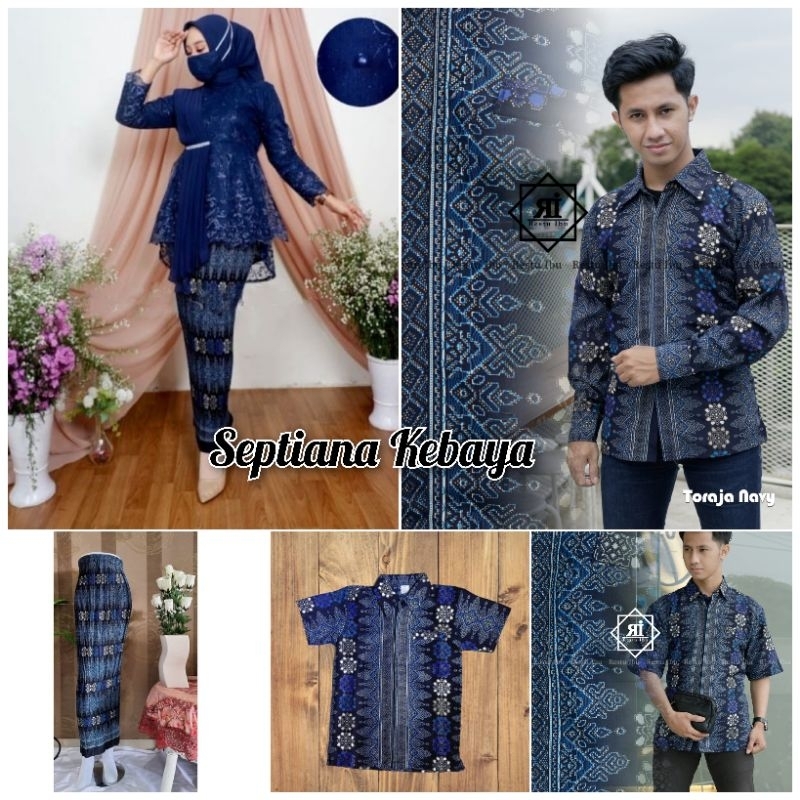 promo terbaru sk - baju kebaya couple ibu besan warna navy / kebaya modern tunangan couple keluarga
