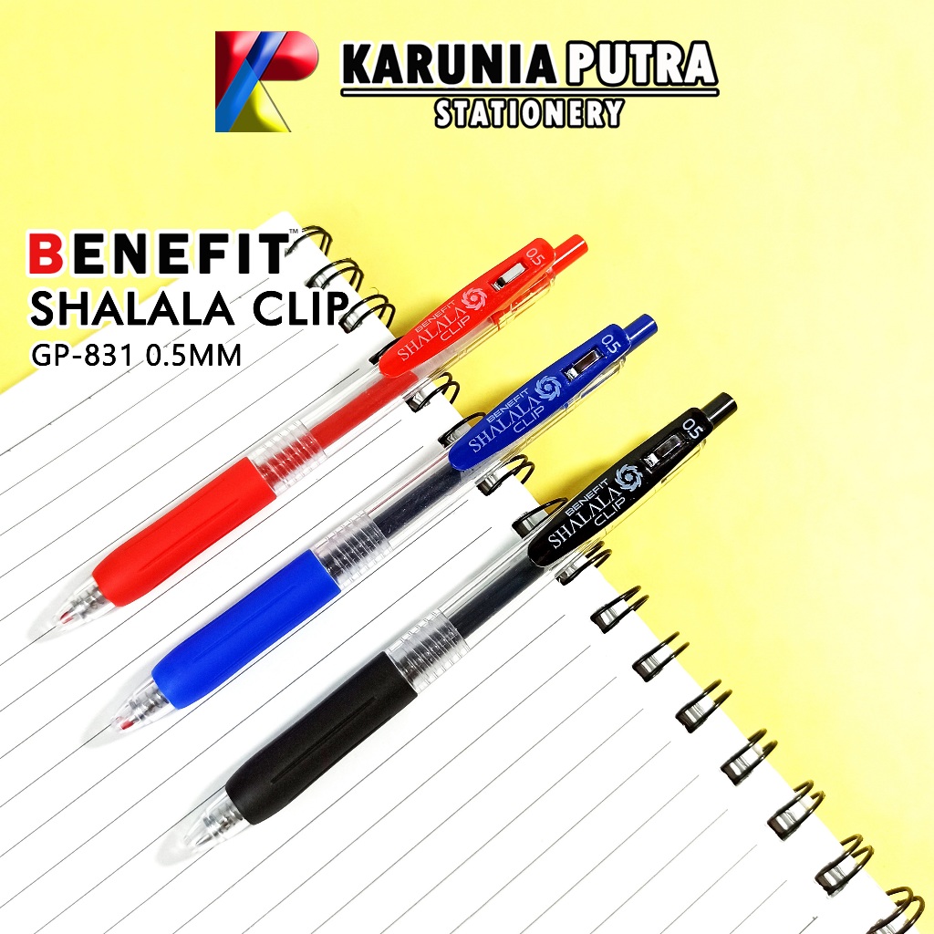 

Pulpen Gel Pen Benefit Shalala Clip GP-831 Hitam Biru Merah 0.5mm Bukan Sarasa