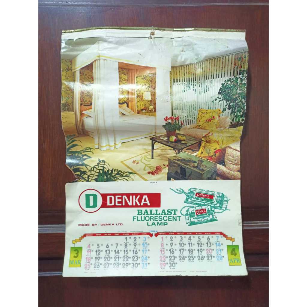 

Koleksi jadul Kalender tahun 1984 Denka Ballast Flourescent Lamp