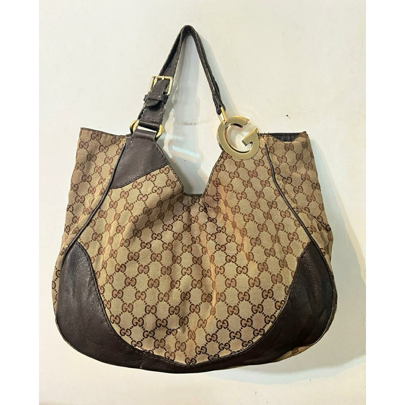 Tas Gucci Shoulder Canvas Mix Kulit - Original Authentic