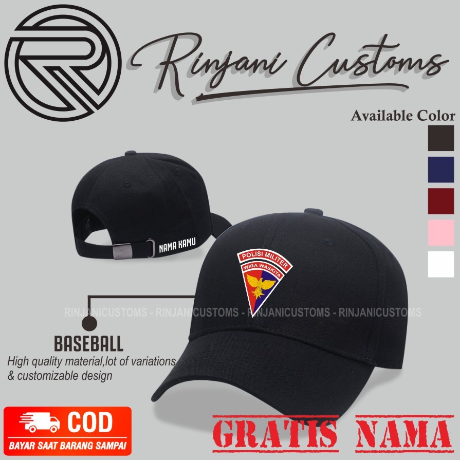 TOPI BASEBALL POLISI MILITER ANGKATAN UDARA GRATIS NAMA DAN MASKER  - TOPI POMAU TNI AU