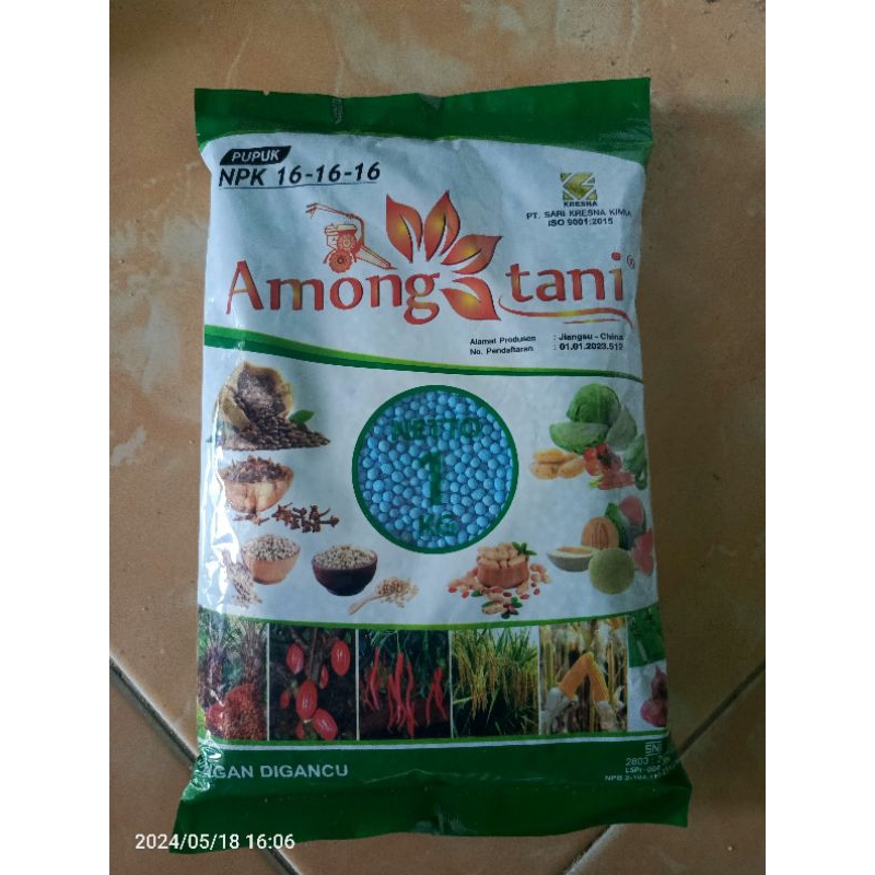 Pupuk NPK 16 : 16 : 16 Among Tani kemasan 1 Kg