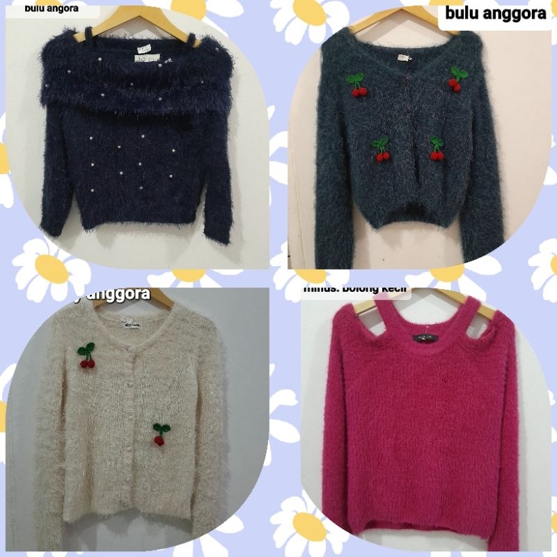 cardigan sweater fuzzy bulu anggora bulu sherpa