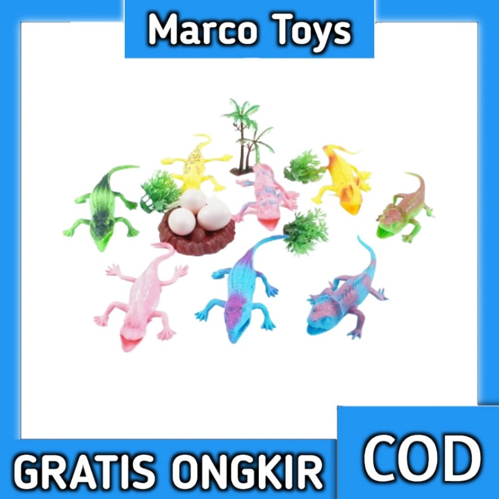 Mainan Lizard 6949 Anak Animal Karet Hewan Reptil Karet + 3 telur Mainan Anak