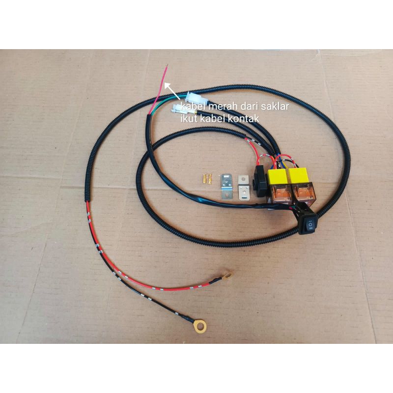 KABEL SET RELAY 4 KAKI 1PAKET KABEL RELAY LAMPU 2MODE SAKLAR