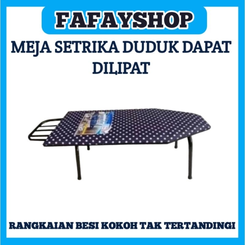Meja setrika lipat duduk jumbo, alas bisa dilipat besinya, ukuran 80 x 36 x 4 cm, motif polkadot