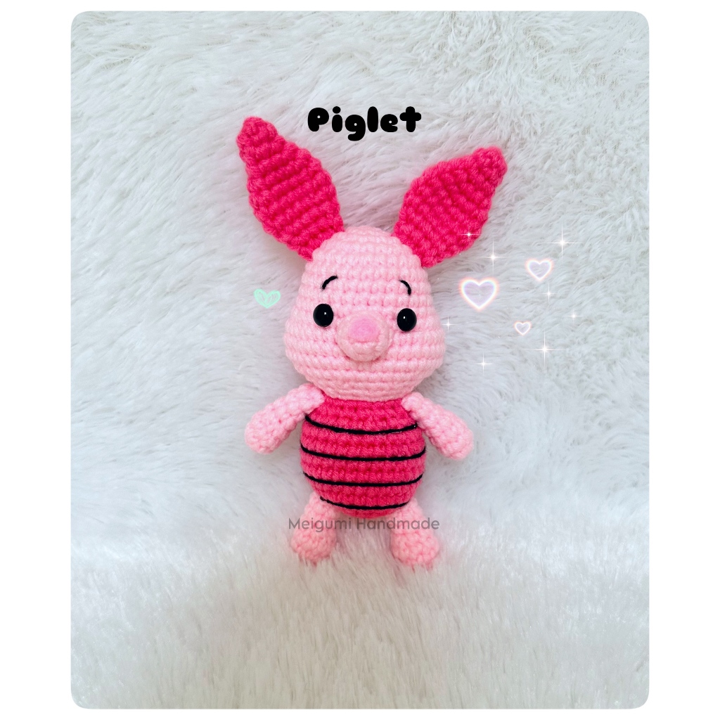 [Ready Stock] Boneka Rajut Piglet / Amigurumi Piglet / Crochet Piglet