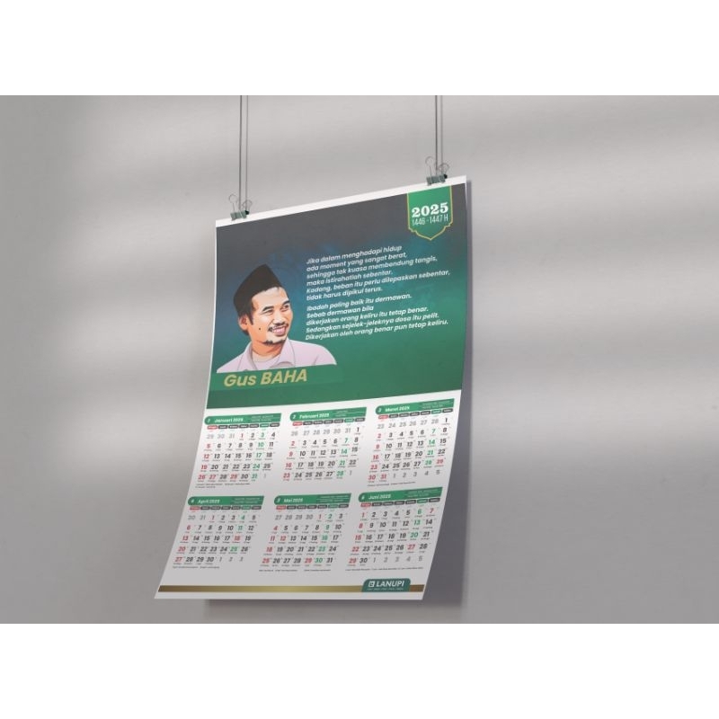 

kalender 2025 2 lembar poster gus Baha dan Gus iqdam